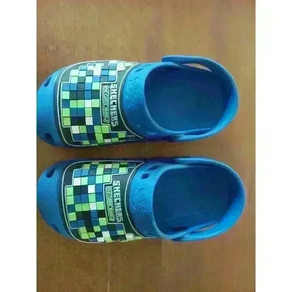 Skechers Mega Craft Slip On Clog Blue Boys Size 1 ' Minecraft Style 'Heavy Duty - Picture 1 of 4